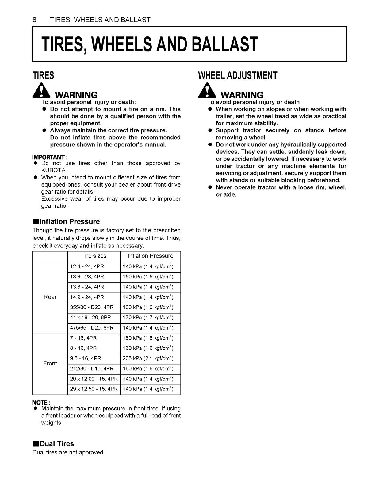 KUBOTA ROPS CAB L3240 L3540 L4240 L5240 L5740 Operators Manual - WIRE BOUND