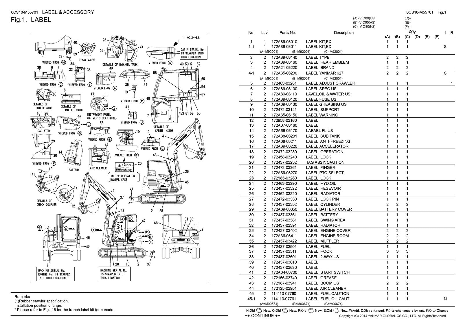 YANMAR ViO80 Excavator Parts Catalog Manual 2022 - WIRE BOUND - TOUGH COVERS