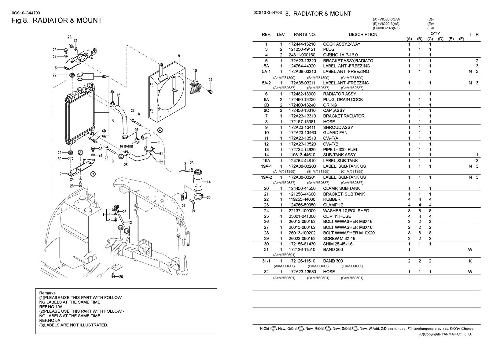 YANMAR ViO20-3 Excavator Parts Catalog Manual 2013 - WIRE BOUND - TOUGH COVERS