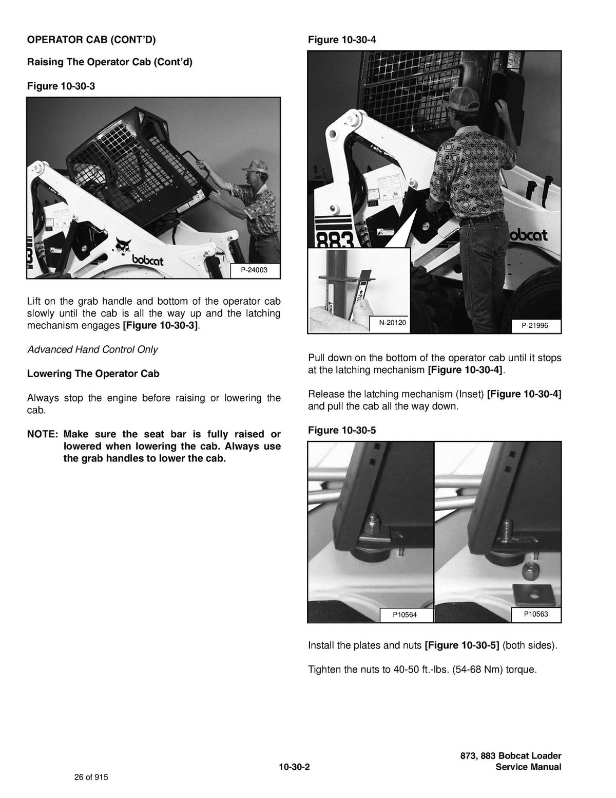 BOBCAT 873 883 Turbo High Flow G Service Manual SN 514140001 and Above, FOLDOUTS
