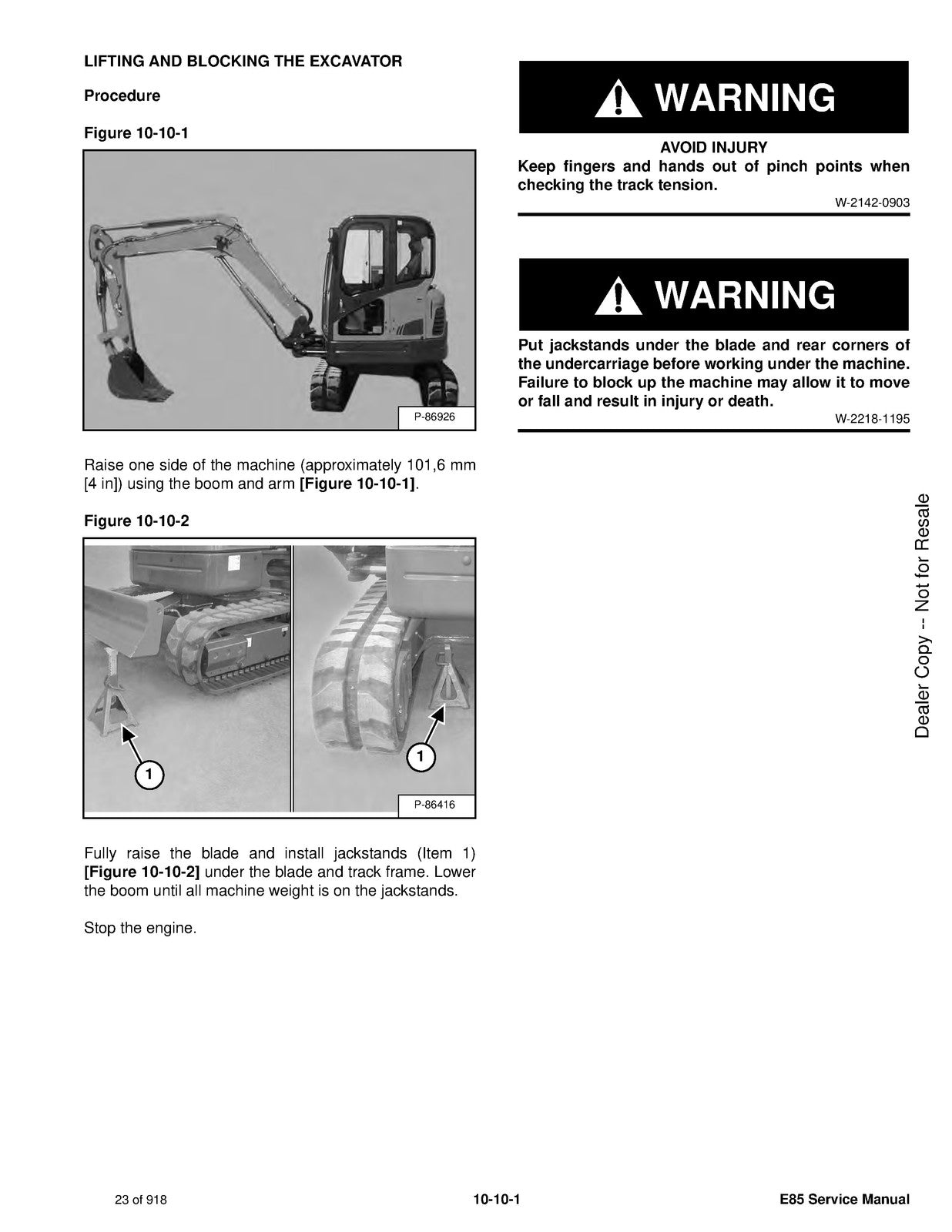 BOBCAT E85 Excavator Service Manual SN B34T11001 Up - BOUND - COVERS - FOLDOUTS