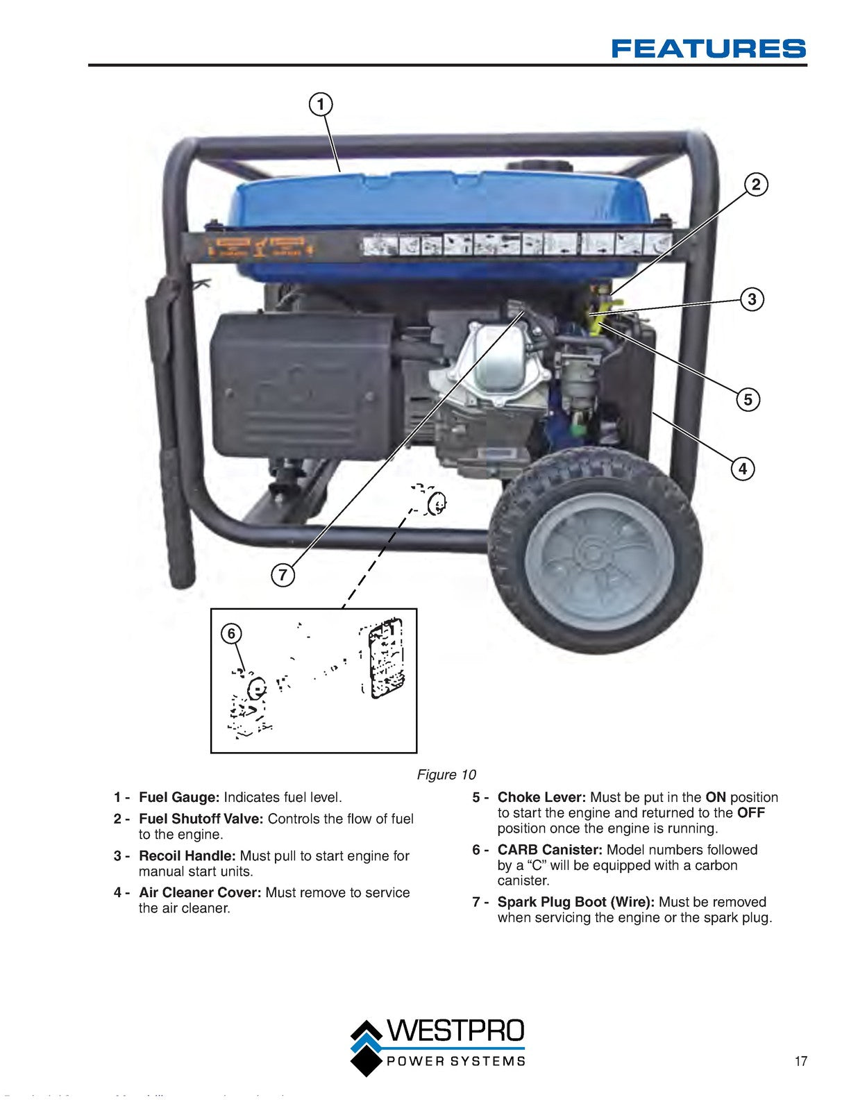WESTINGHOUSE WH3250 WH4500 thru WH7500E Portable Generator Operators Manual