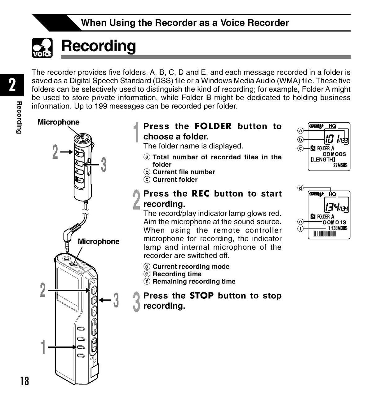 OLYMPUS DM-20 DM-10 Digital Voice Recorder Instructions Manual - WIRE BOUND