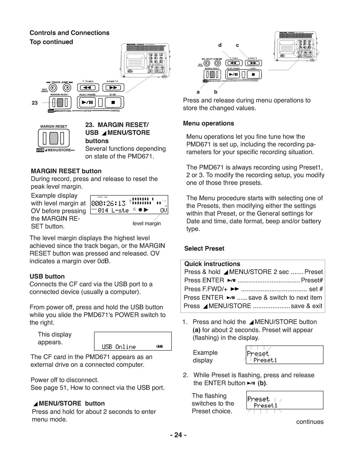 MARANTZ PMD671 Portable Solid State Recorder User Guide - WIRE BOUND - COVERS