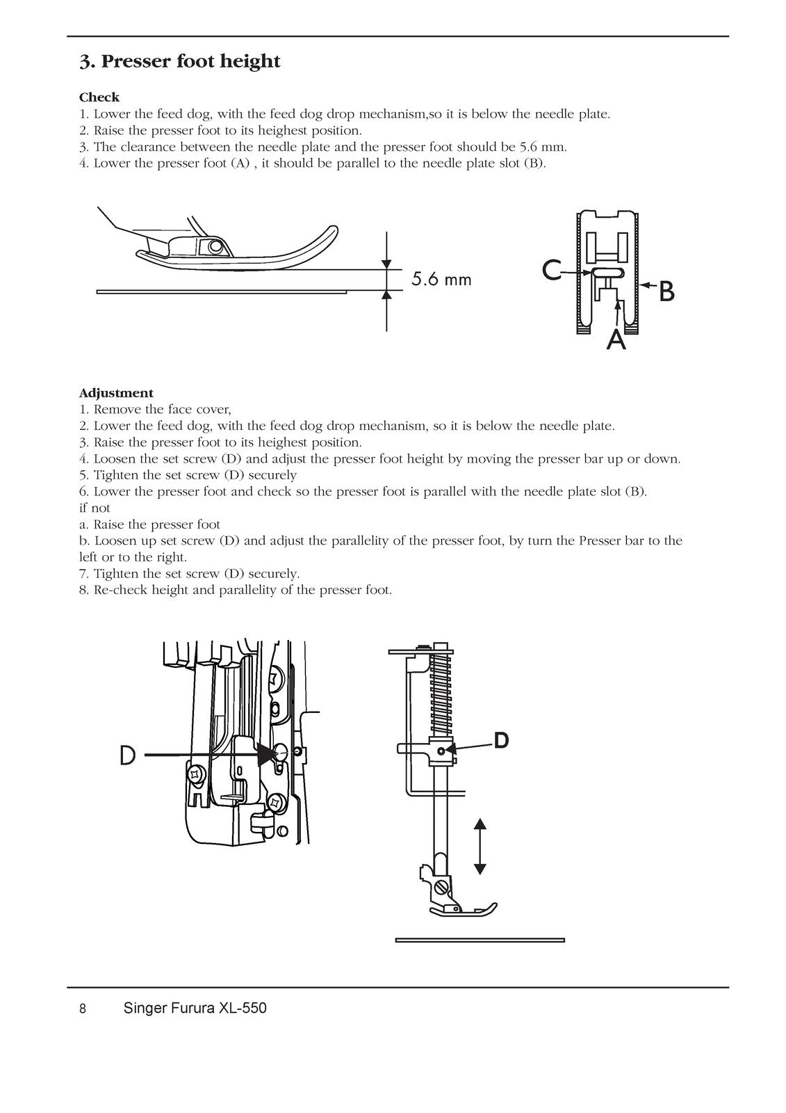 SINGER XL-550 XL550 Service Manual NOT User Manual - WIRE BOUND - TOUGH COVERS