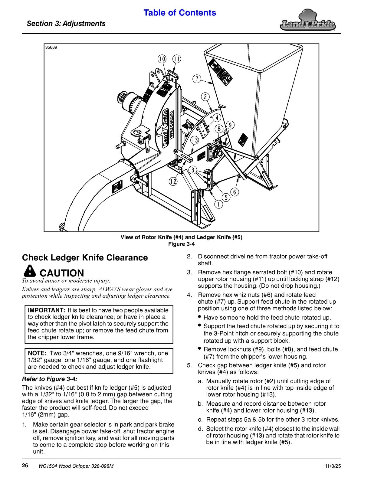 LAND PRIDE WC1504 Wood Chippers Operators Manual - WIRE BOUND - TOUGH COVERS