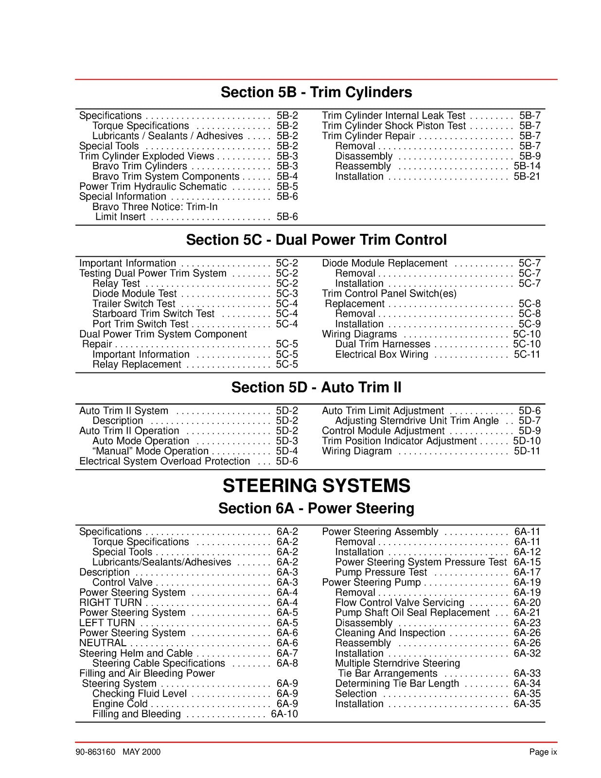 MERCURY MERCRUISER Bravo Sterndrives Service Manual 2000 - WIRE BOUND - COVERS
