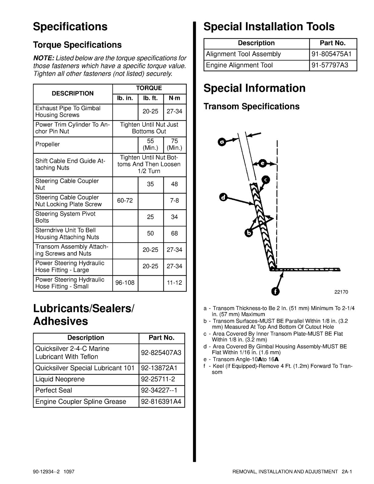 MERCURY MERCRUISER R MR Alpha One Alpha One SS Service Manual 1997 - WIRE BOUND