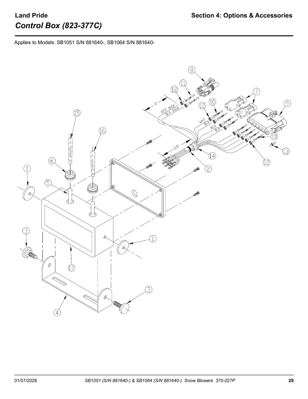 LAND PRIDE SB10 Series Snow Blowers Parts Manual 2025 - WIRE BOUND - COVERS