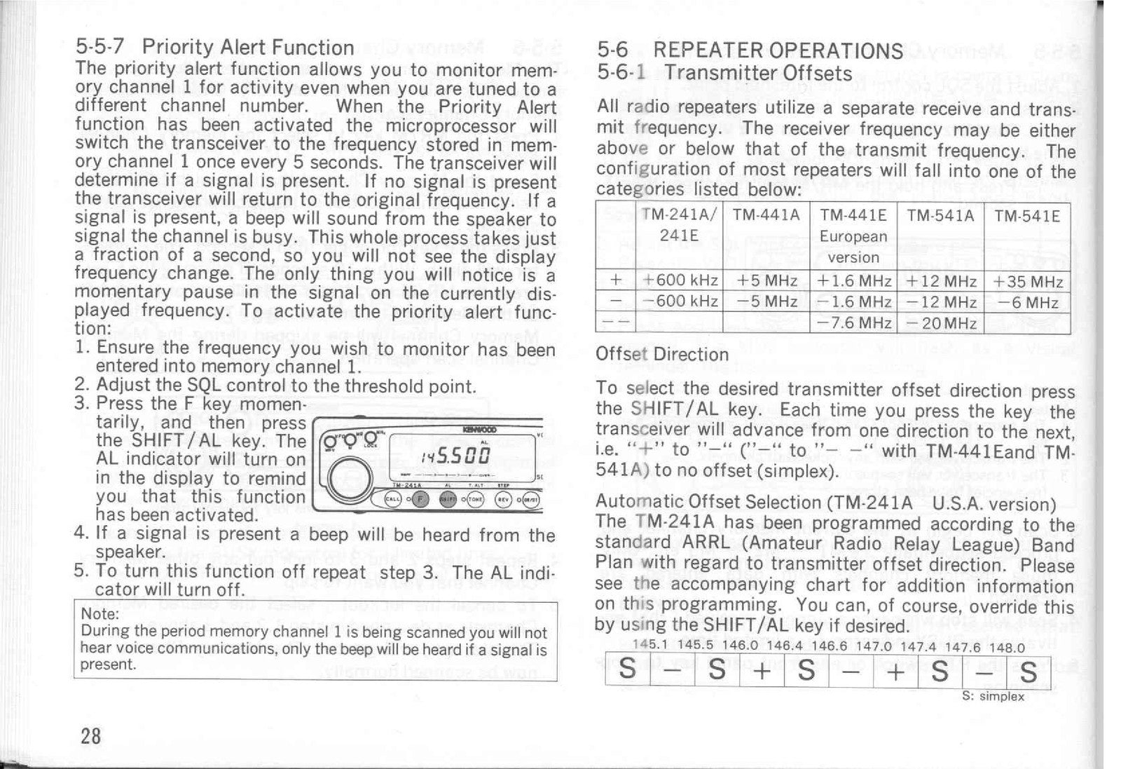 KENWOOD TM-241A 241E 441A 441E 541A 541E FM Transceiver Instruction Manual