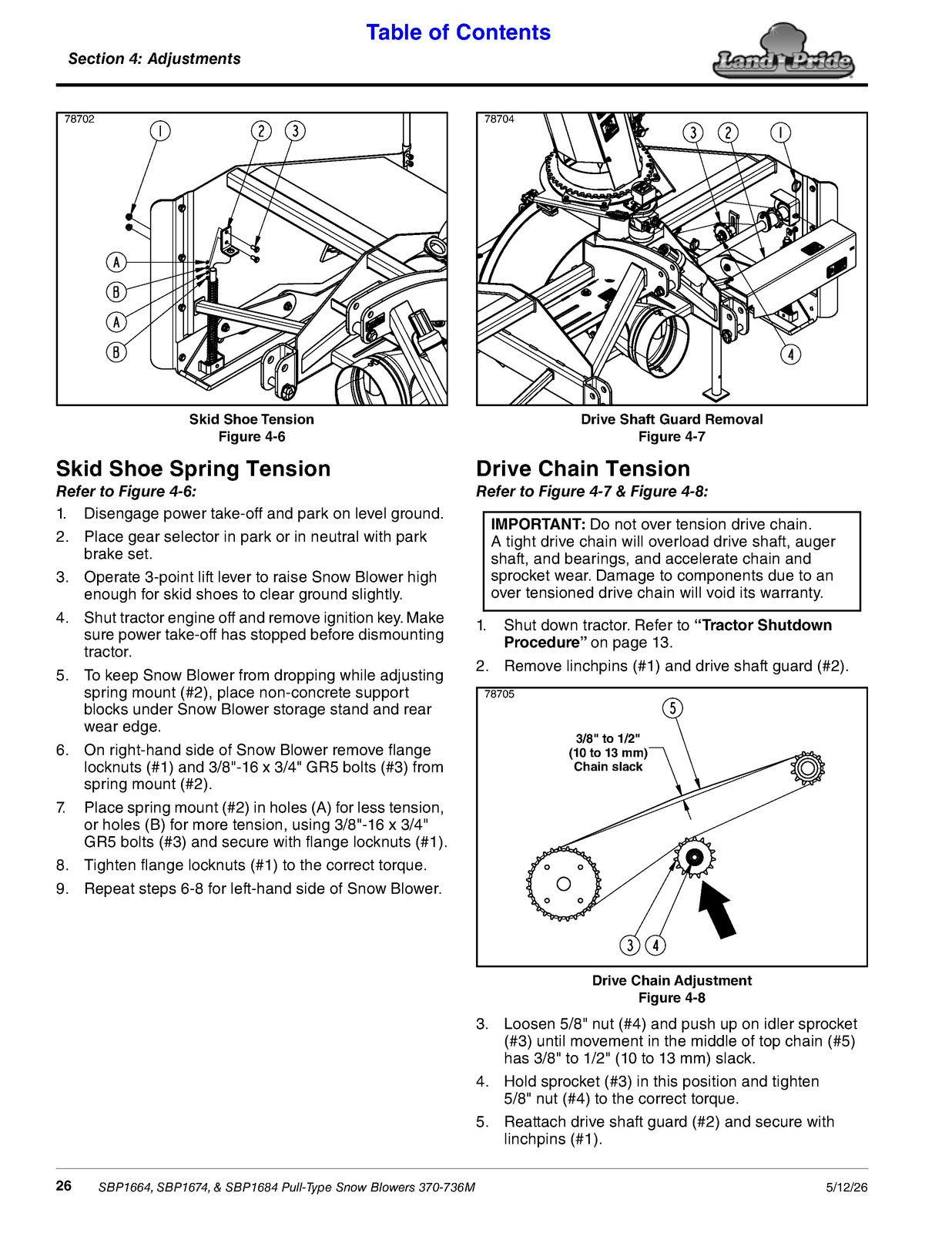 LAND PRIDE SBP16 Series Snow Blowers Operators Manual 2026 - WIRE BOUND - COVERS