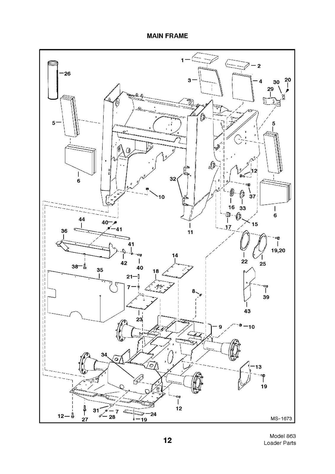 BOBCAT 863 Skid Steer Loader Parts Manual SN 514411001 Up 2001 - WIRE BOUND