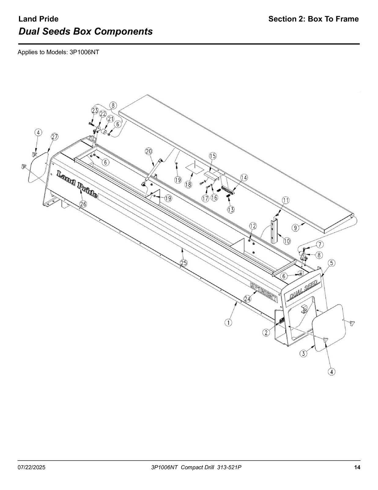 LAND PRIDE 3P1006NT Compact Drills Parts Manual 2025 - WIRE BOUND - TOUGH COVERS
