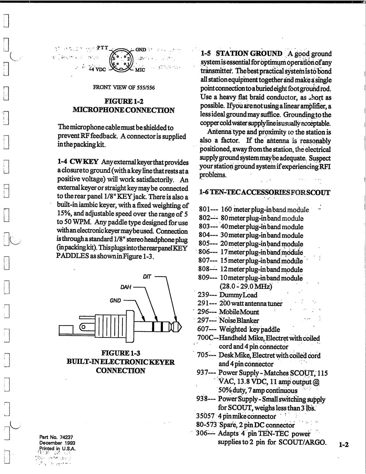 TEN TEC Scout 555 Argo 556 User Manual - STEEL WIRE BOUND - COVERS - XL FOLDOUTS
