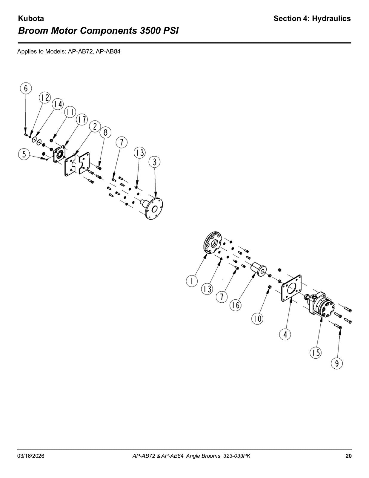 LAND PRIDE AB Series Angle Brooms Parts Manual 2026 - WIRE BOUND - TOUGH COVERS