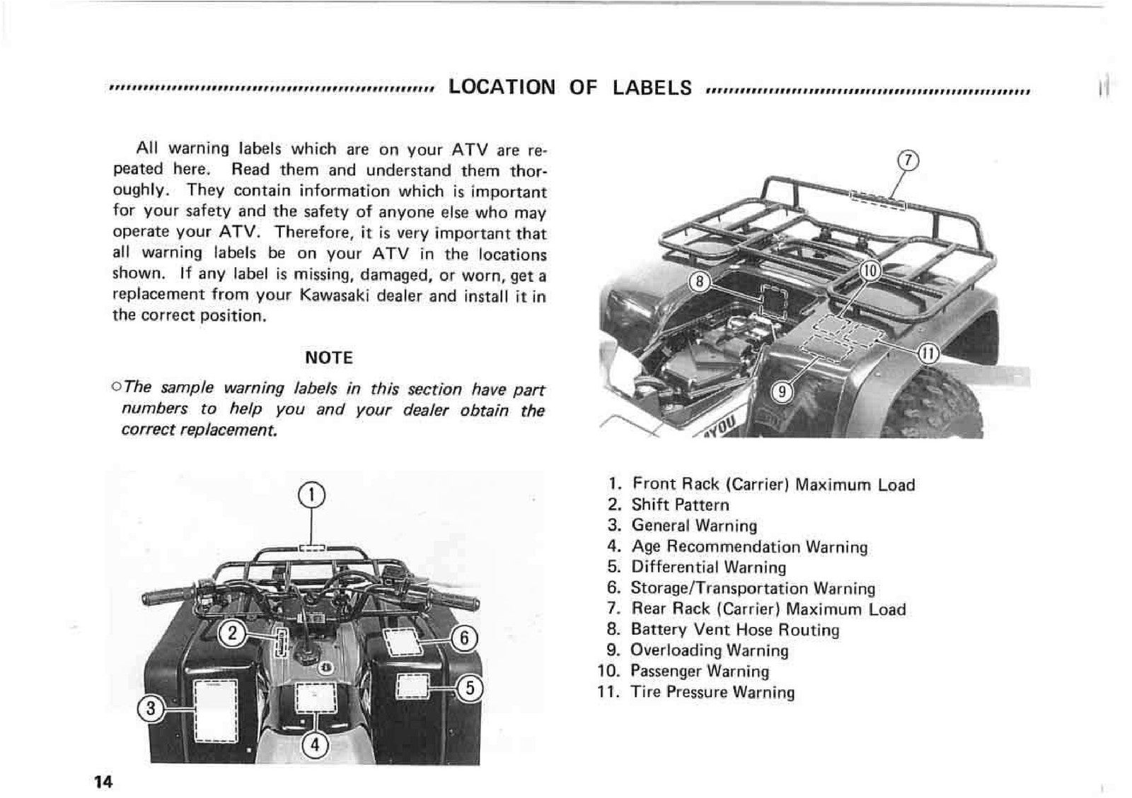 KAWASAKI Bayou 300 Owners Manual 1996 - STEEL WIRE BOUND - PROTECTIVE COVERS