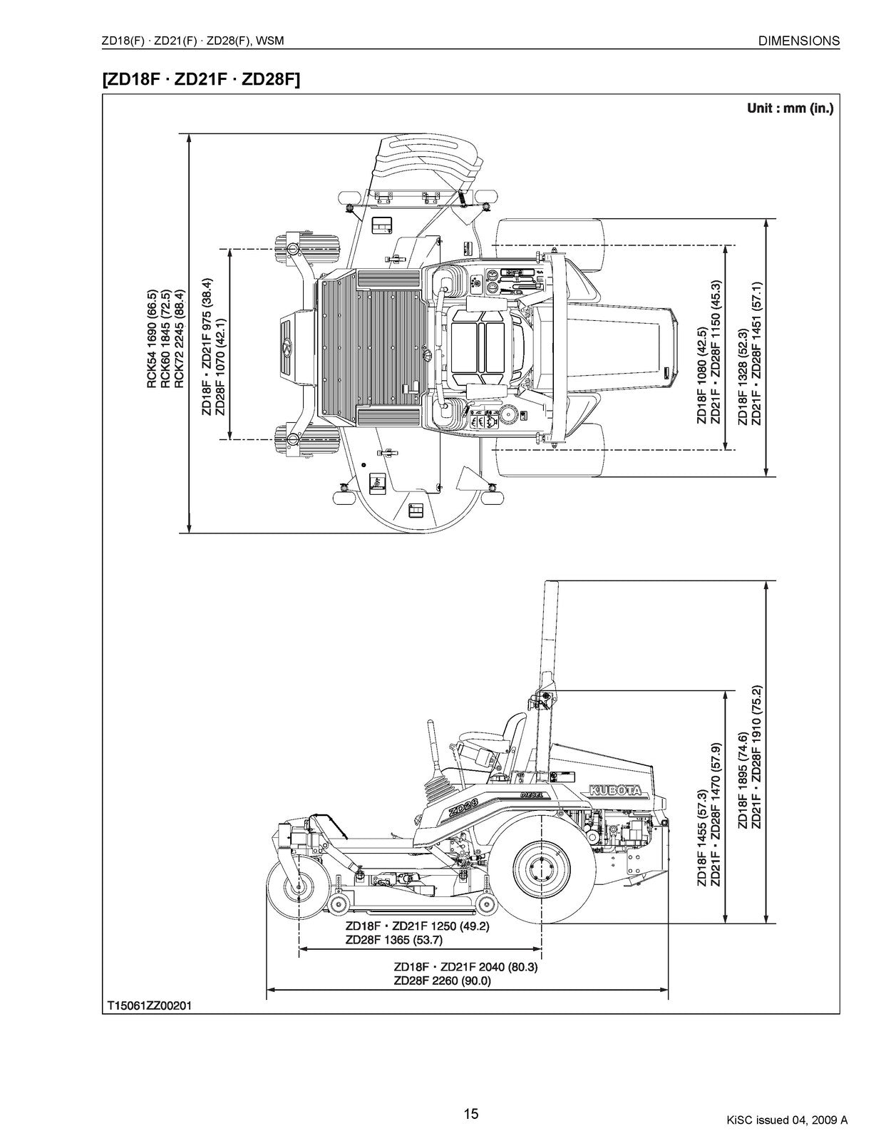 KUBOTA ZD18 ZD21 ZD25 ZD28 Zero Turn Workshop Manual 2009 - WIRE BOUND - COVERS