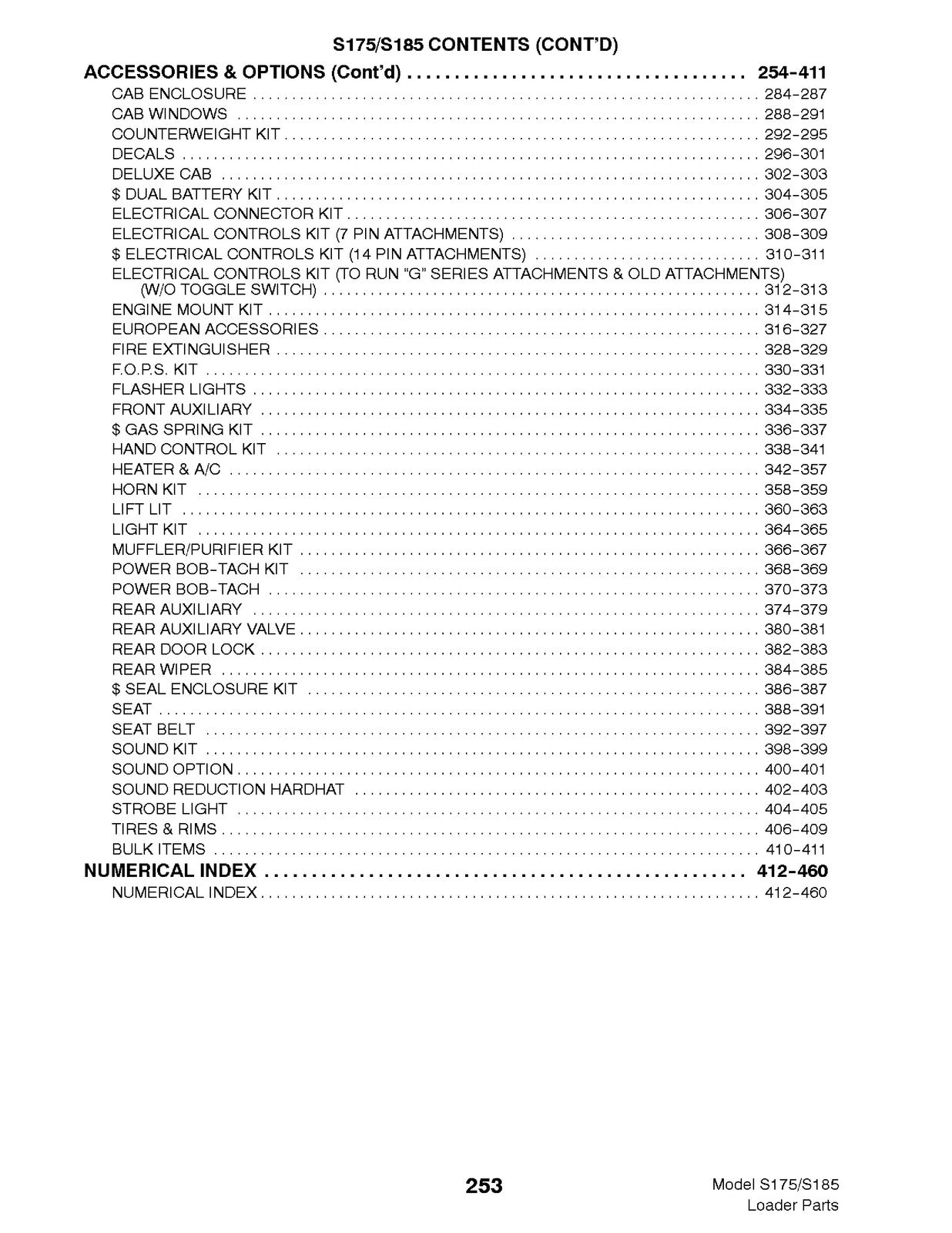 BOBCAT S175 S185 Parts Manual 2003 SN 517625001 Up - WIRE BOUND - TOUGH COVERS