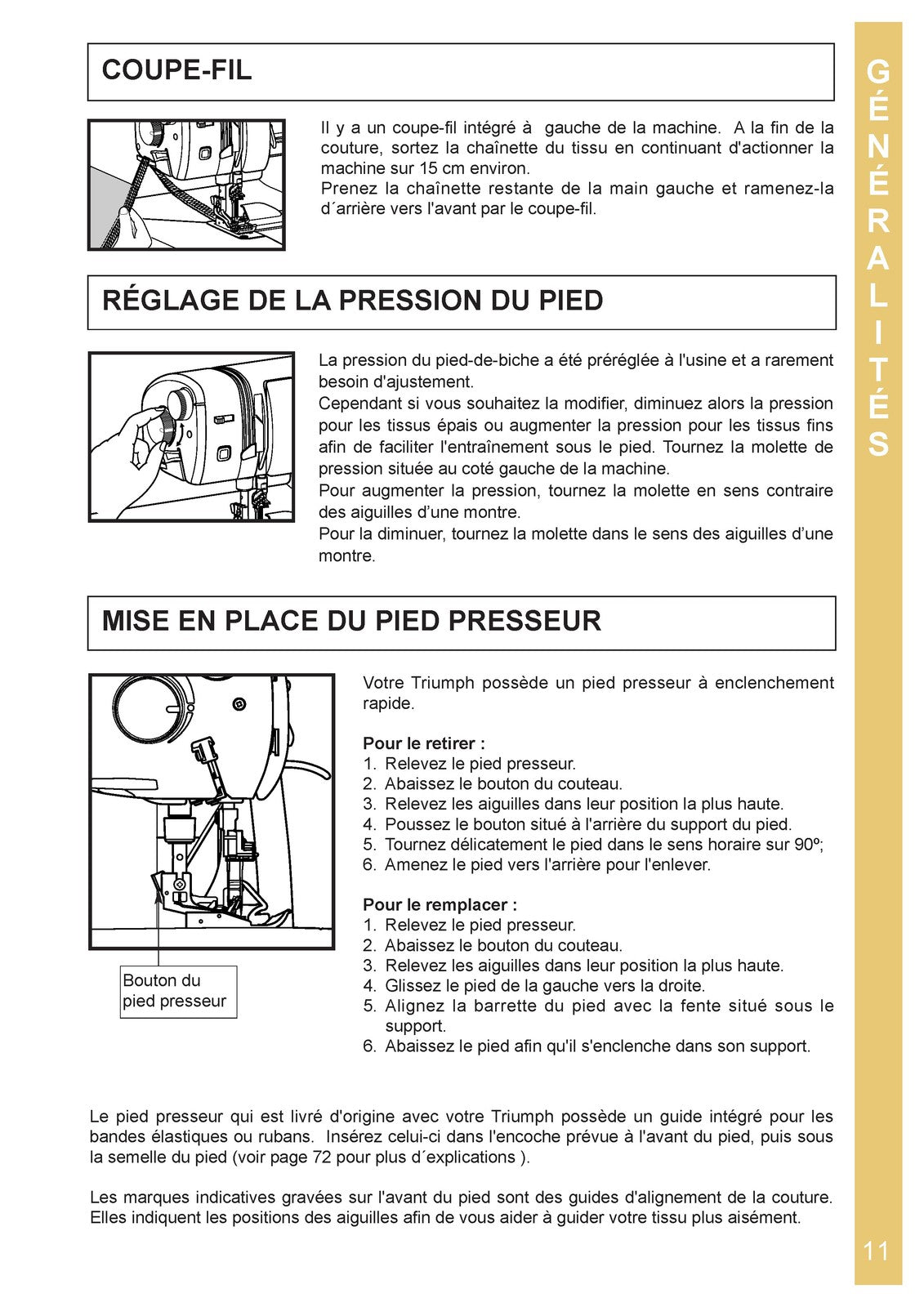 BABY LOCK Triumph BLETS8 Serger Service Manual IN FRENCH - WIRE BOUND - COVERS