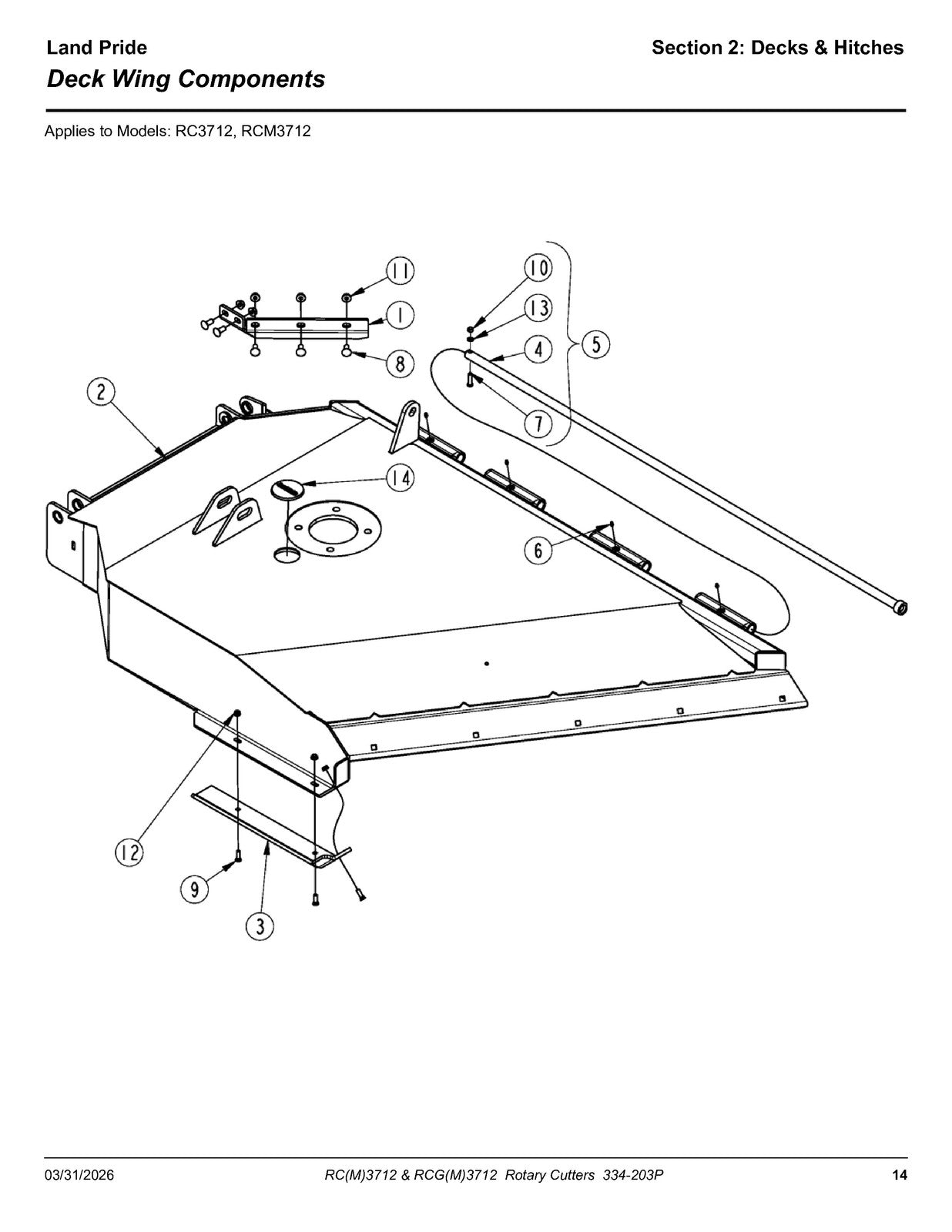 LAND PRIDE RC3712 RCM3712 Rotary Cutters Parts Manual 2026 - WIRE BOUND - COVERS