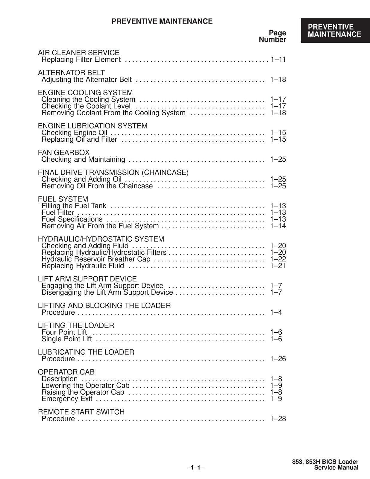 BOBCAT 853 Service Manual 1995 SN 508418001 Up - BOUND - COVERS - XL FOLDOUTS
