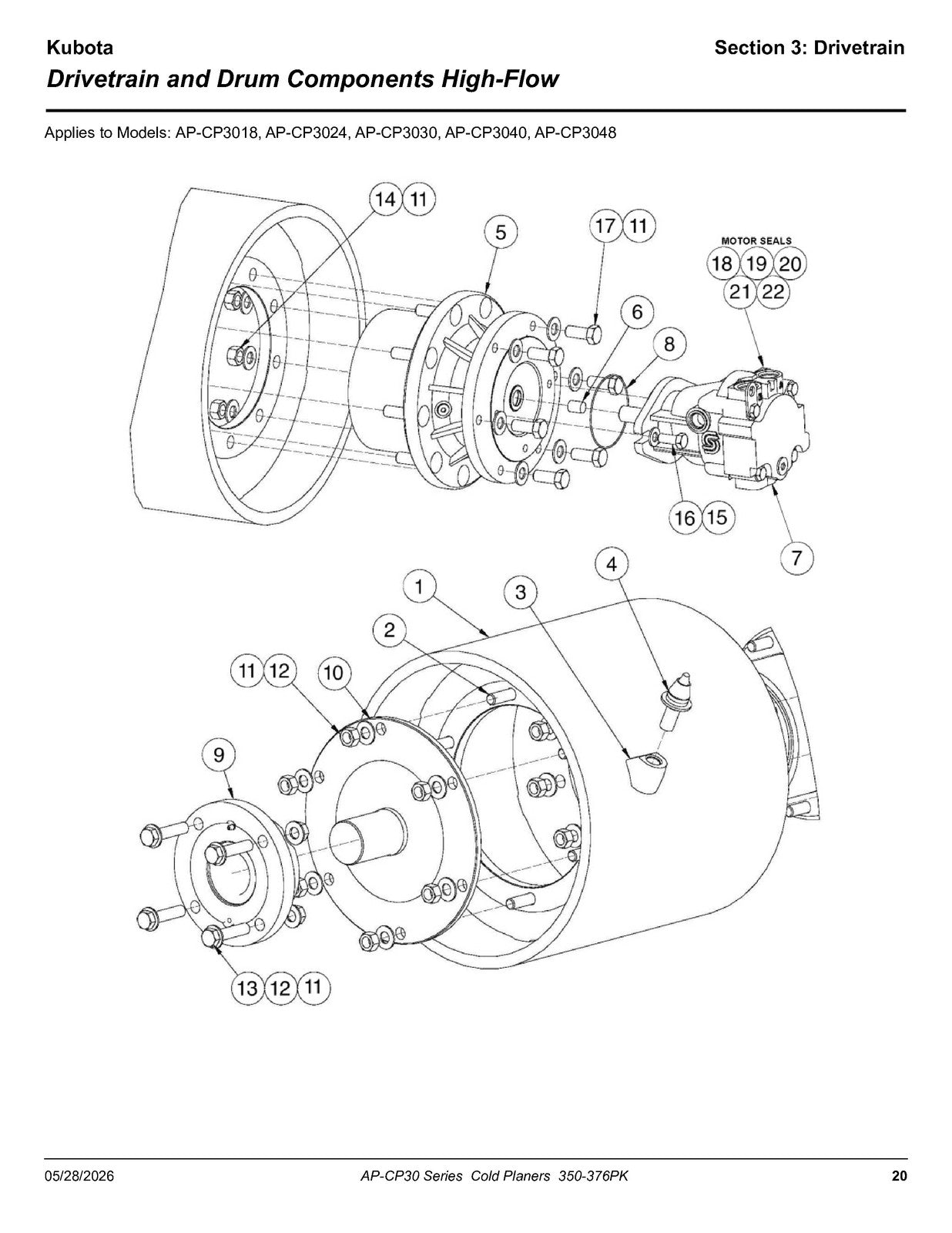 LAND PRIDE CP30 Series Cold Planers Parts Manual 2026 - WIRE BOUND - COVERS