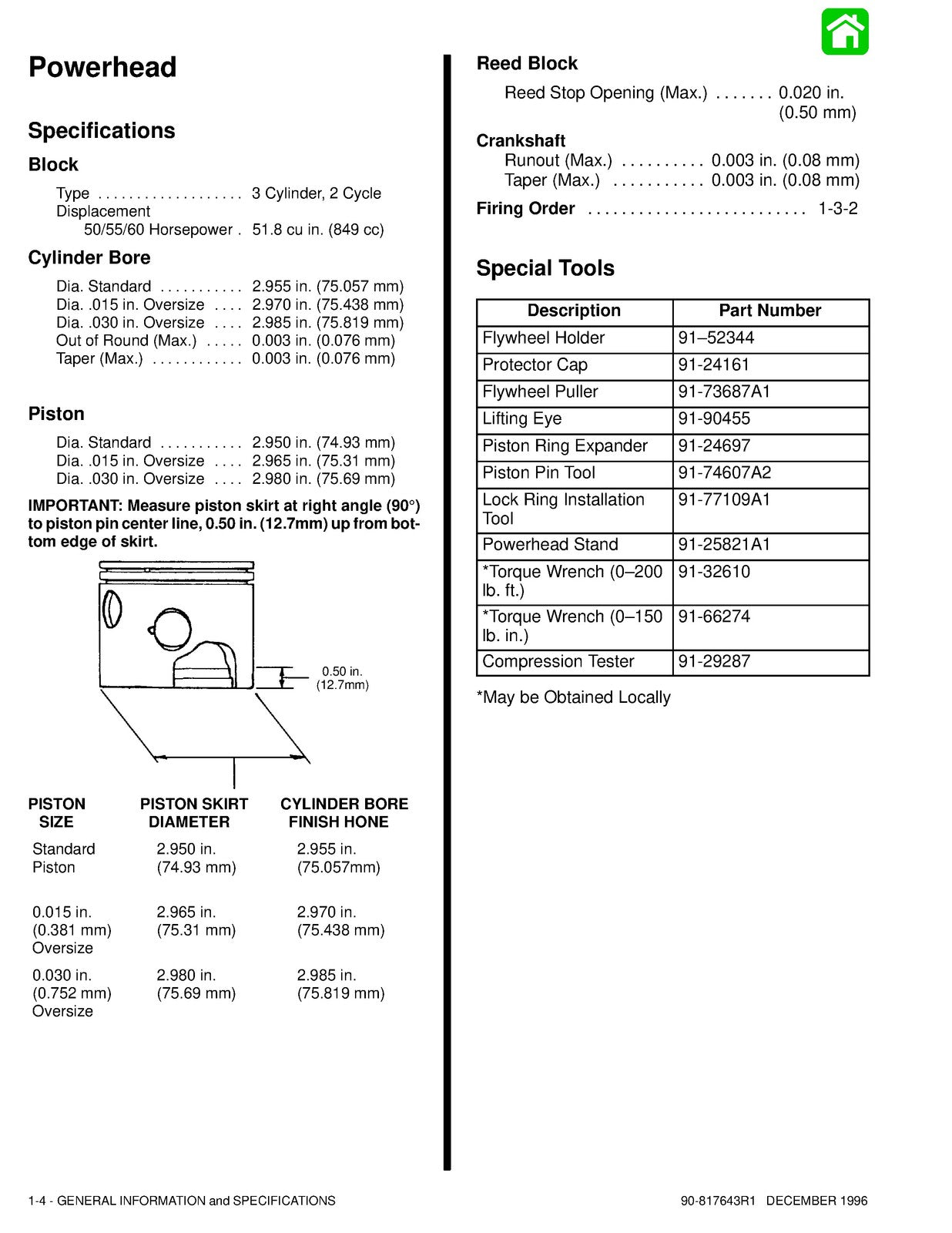 MERCURY 45 50 55 60 Jet Marathon SeaPro BigFoot Service Manual 1996 - WIRE BOUND