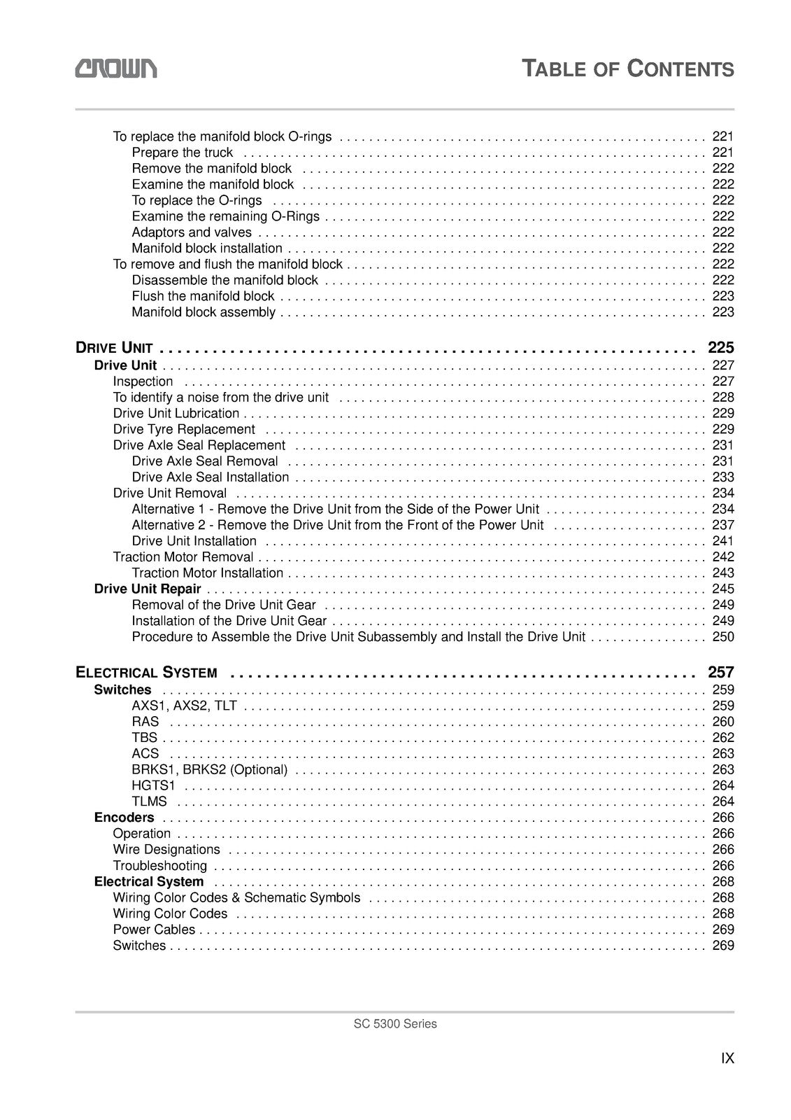 CROWN SC 5300 Series Forklift Maintenance Manual 2012 - WIRE BOUND - COVERS