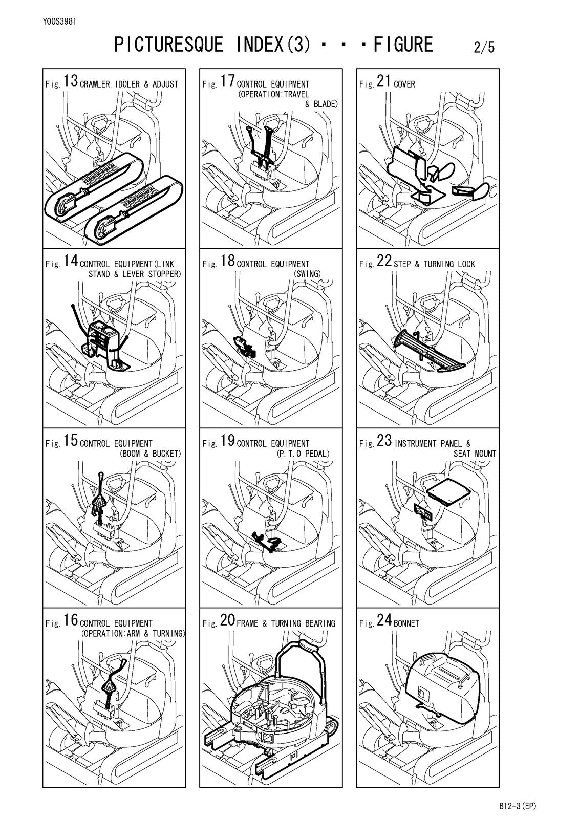 YANMAR B12-3 Crawler Back-Hoe Parts Catalog Manual - BOUND - COVERS - FOLDOUTS