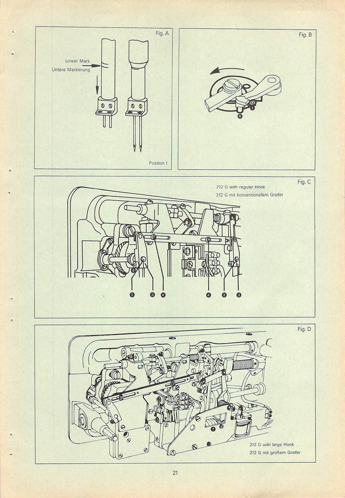 SINGER 211G 212G Underbed Thread Trimmer Service Manual - WIRE BOUND - COVERS
