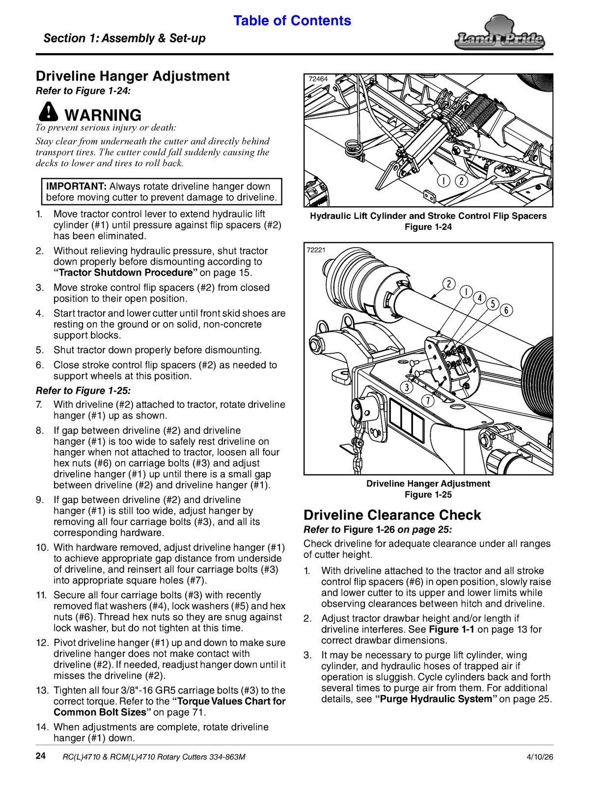 LAND PRIDE RC4710 Rotary Cutters Operators Manual - WIRE BOUND - TOUGH COVERS