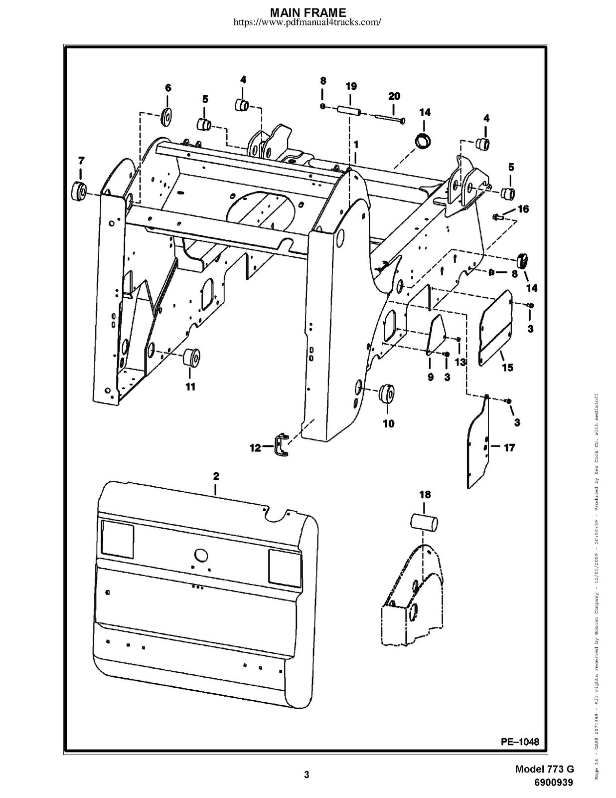 BOBCAT 773 G-Series Skid Steer Parts Manual 2009 SN 500K11001 Up - WIRE BOUND