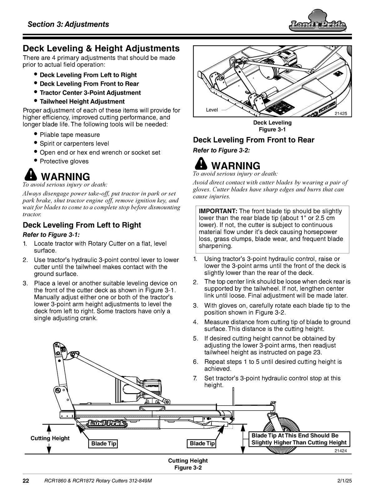 LAND PRIDE RCR1860 RCR1872 Rotary Cutters Operators Manual 2025 - WIRE BOUND