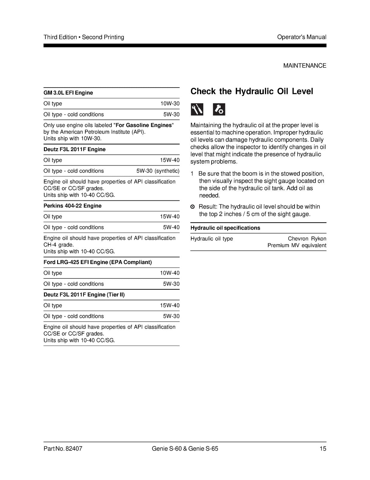 GENIE S-60 S-65 Operators Manual With Maintenance Information 2004 - WIRE BOUND