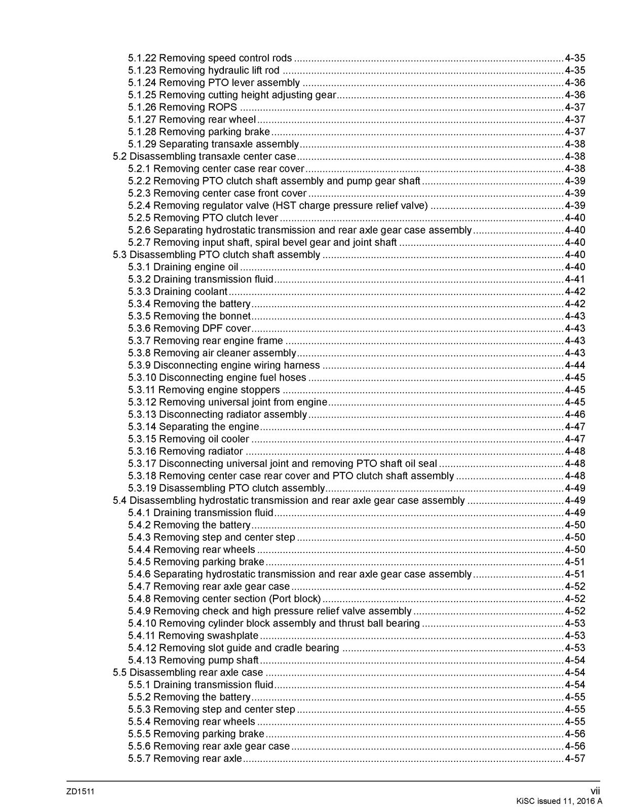 KUBOTA ZD1511 Zero Turn Workshop Manual 2016 - BOUND - COVERS - XL FOLDOUT PAGES