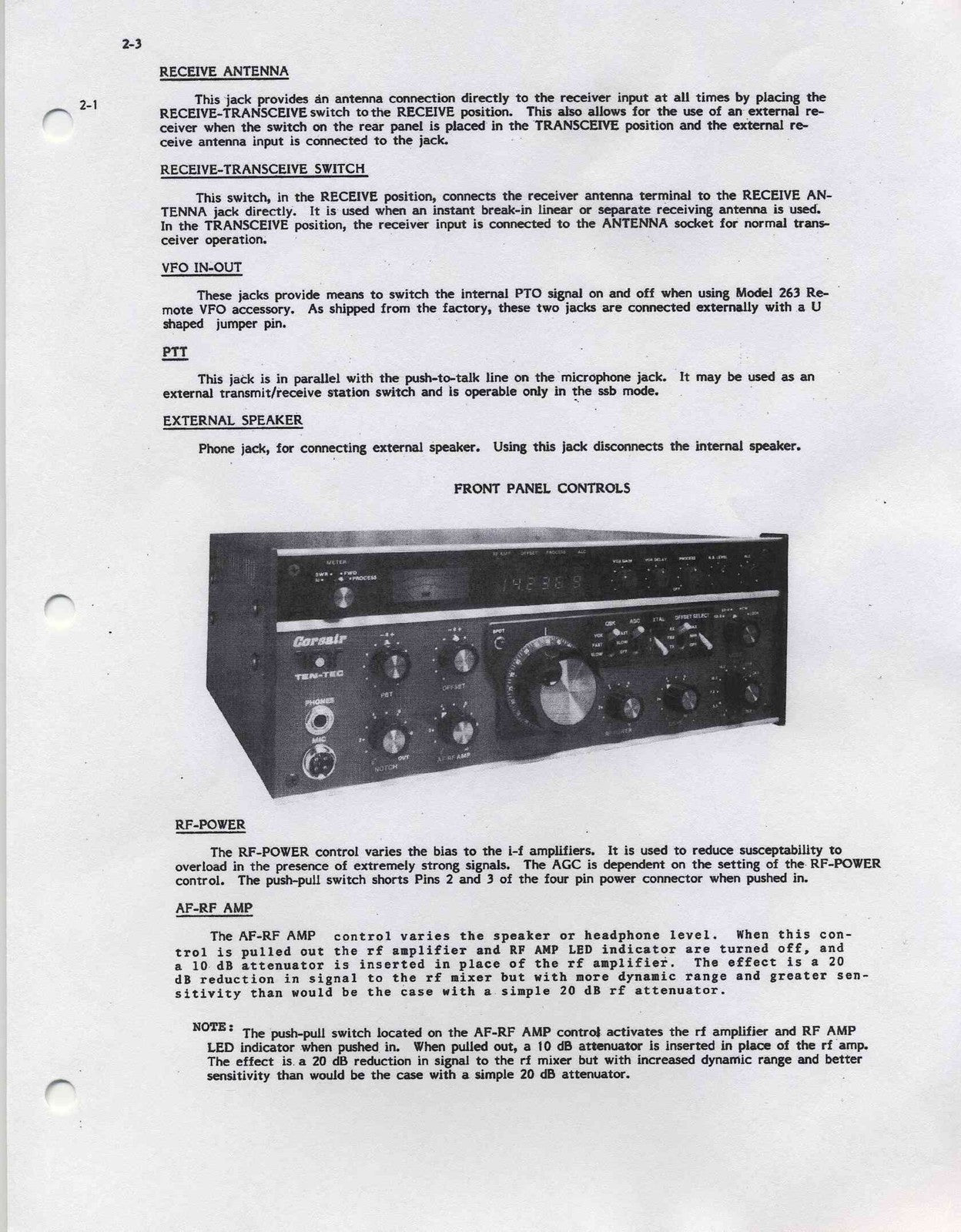 TEN TEC CORSAIR 560 Owners Manual - STEEL WIRE BOUND - PROTECTIVE COVERS
