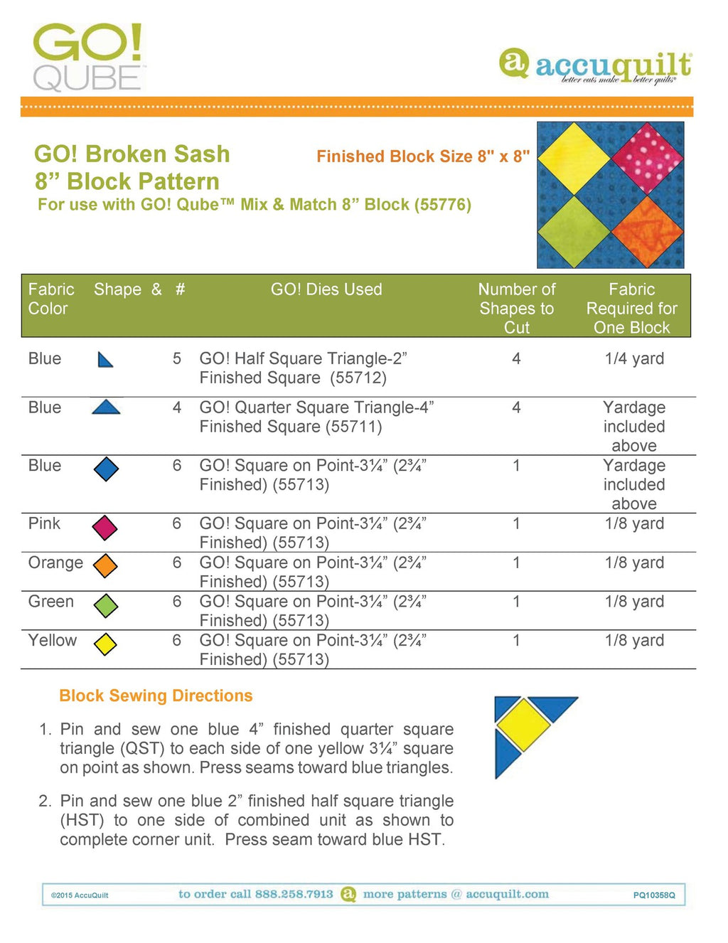 ACCUQUILT GO QUBE 8" Block Patterns Manual - WIRE BOUND - TOUGH COVERS