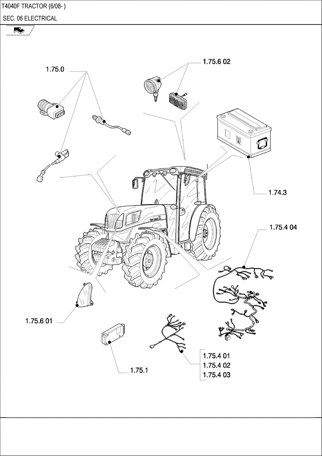 NEW HOLLAND T4040F Tractor Parts Catalogue Manual - WIRE BOUND - TOUGH COVERS