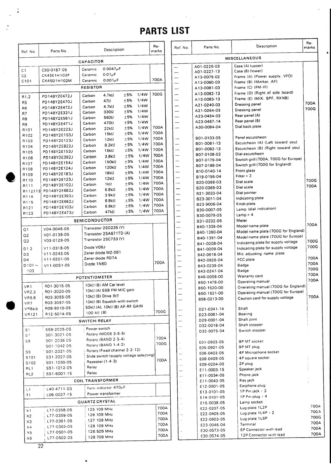 KENWOOD TS-700A TS-700G 2m Transceiver Service Manual - WIRE BOUND - COVERS