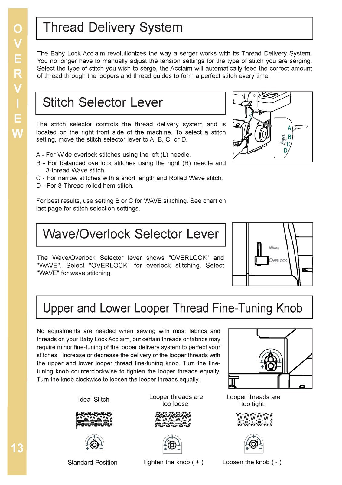 BABY LOCK Acclaim BLES4 Serger Instruction Manual - WIRE BOUND - TOUGH COVERS