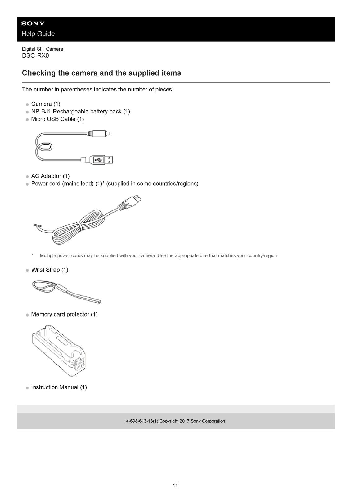 SONY DSC-RX0 Digital Still Camera Help Guide 2017 - WIRE BOUND - TOUGH COVERS