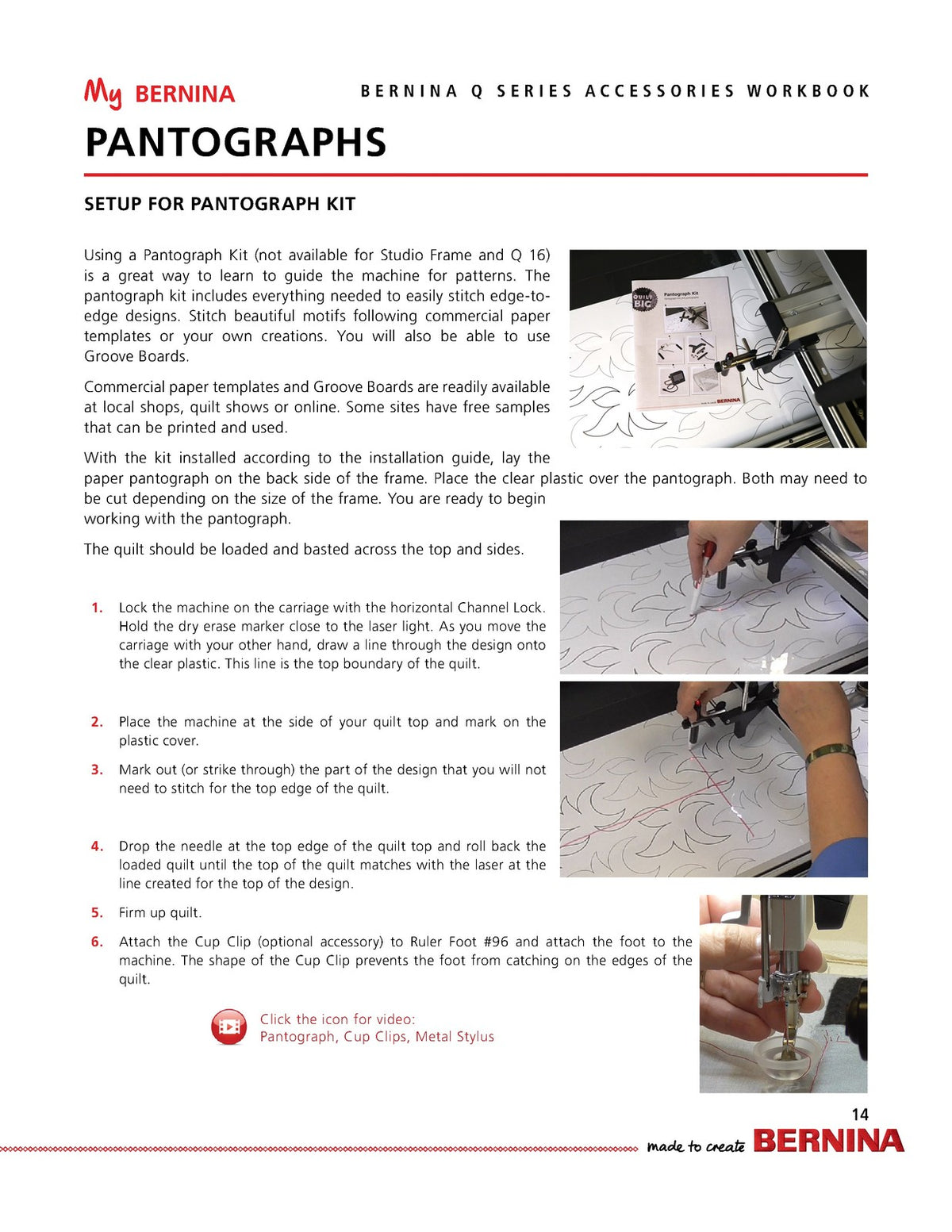 BERNINA Quilting Q Series Accessory Mastery Workbook on Frame Manual BUNDLE