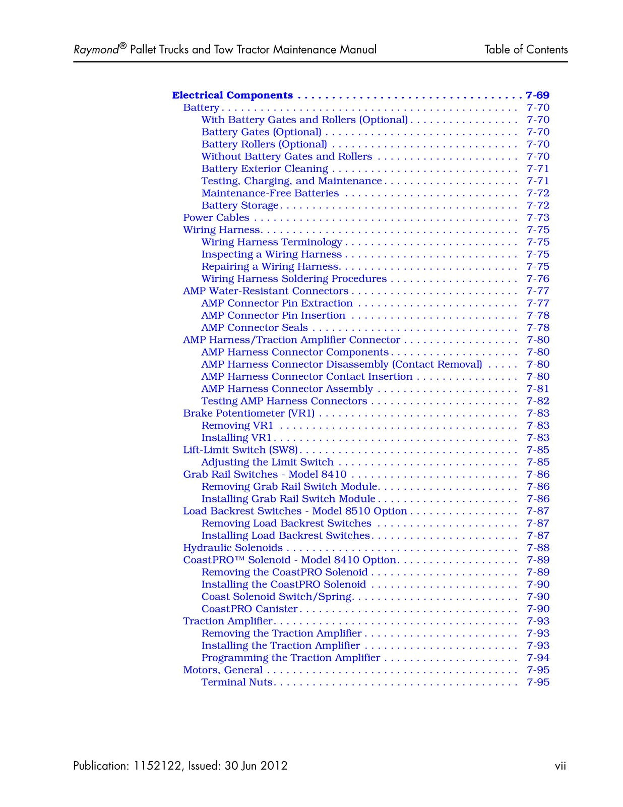 RAYMOND 8310 8410 8510 8610 Pallet Truck Maintenance Manual 2012, FOLDOUTS
