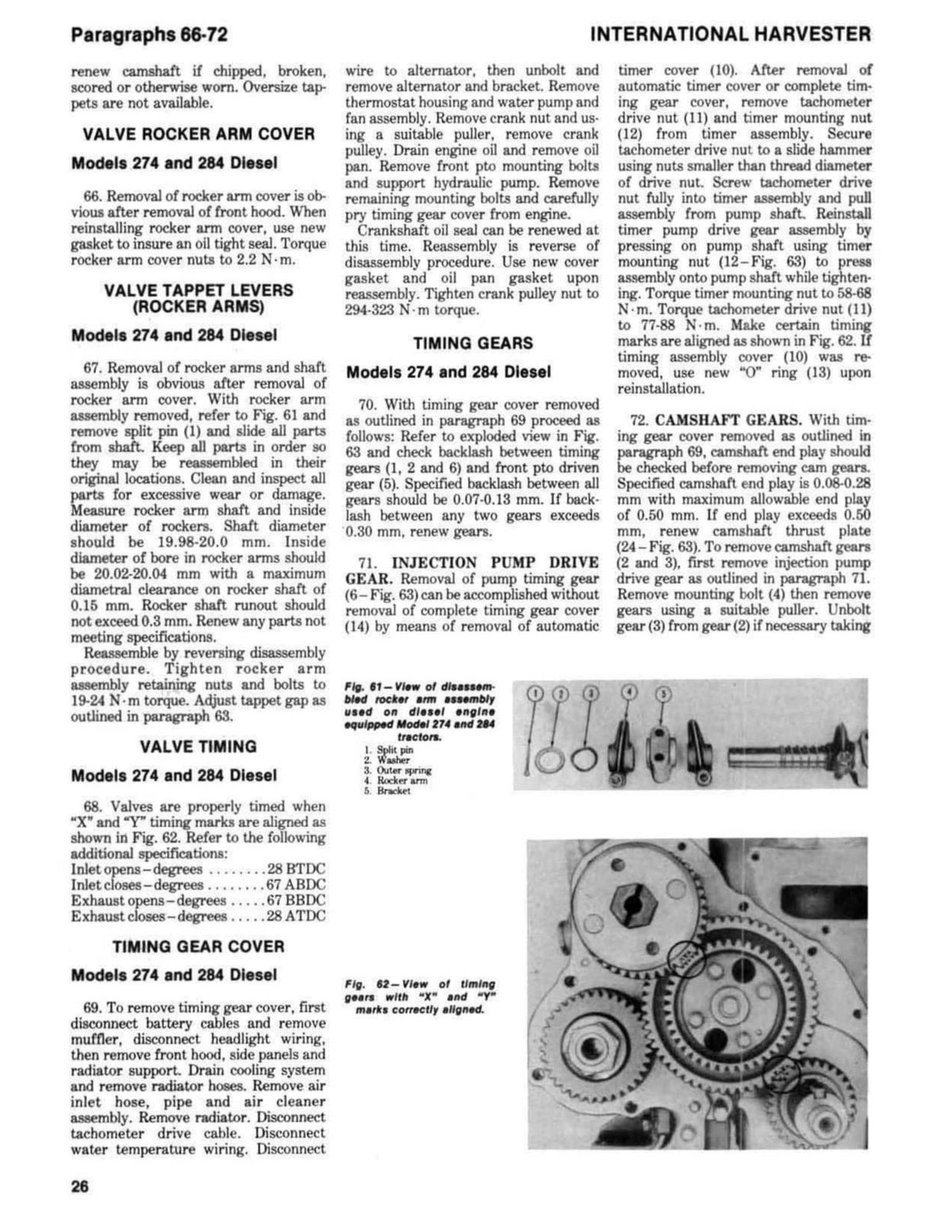 INTERNATIONAL 274 284 Tractor Service & Operators Manual BUNDLE - WIRE BOUND