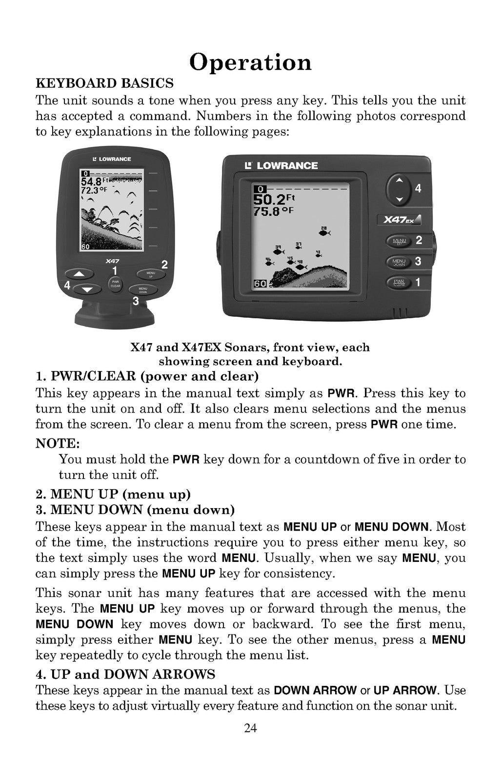LOWRANCE electronic Lowrance Electronics Fish Finder X47EX User Manual - BOUND