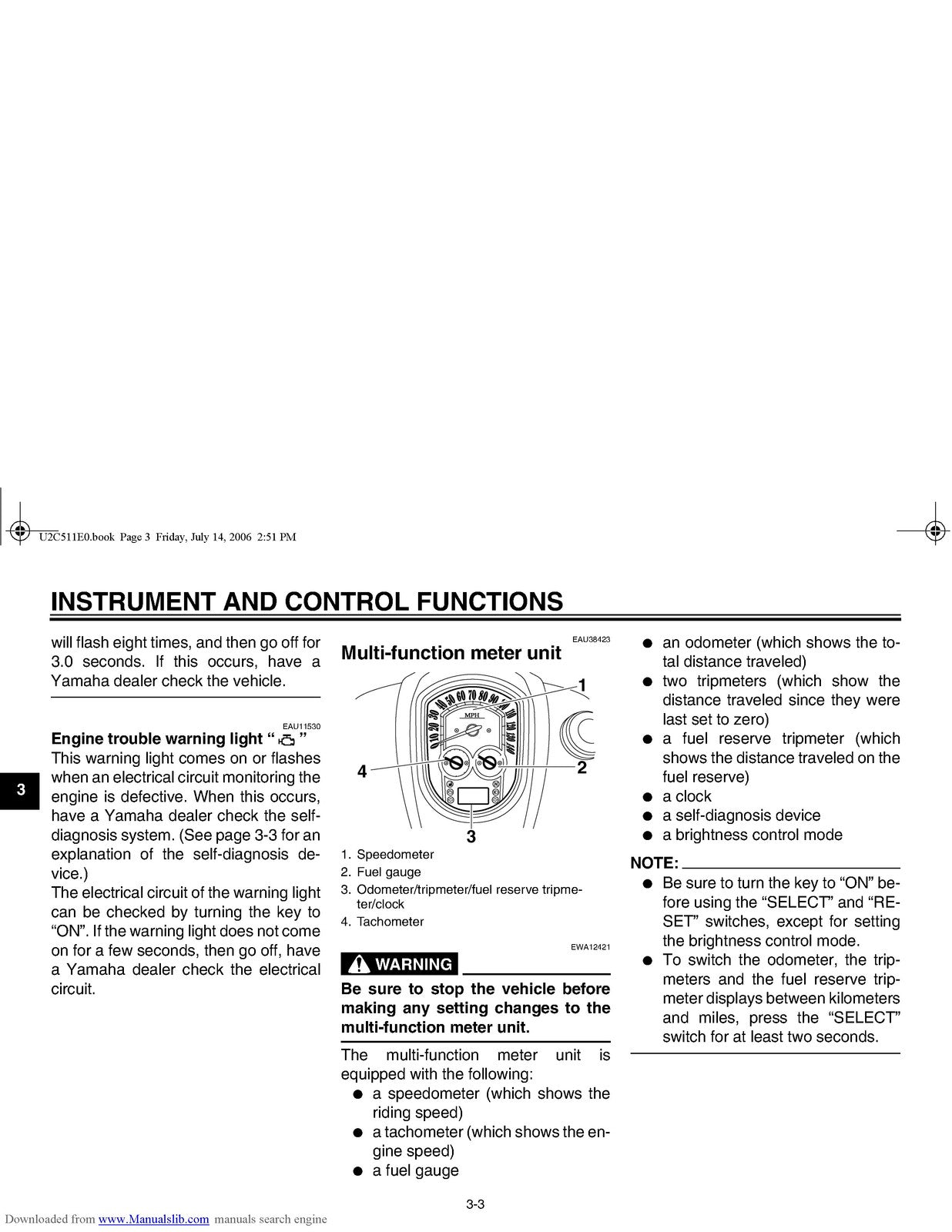 YAMAHA XV19CTSW XV19CTW XV19CTMW Owners Manual - STEEL WIRE BOUND - TOUGH COVERS