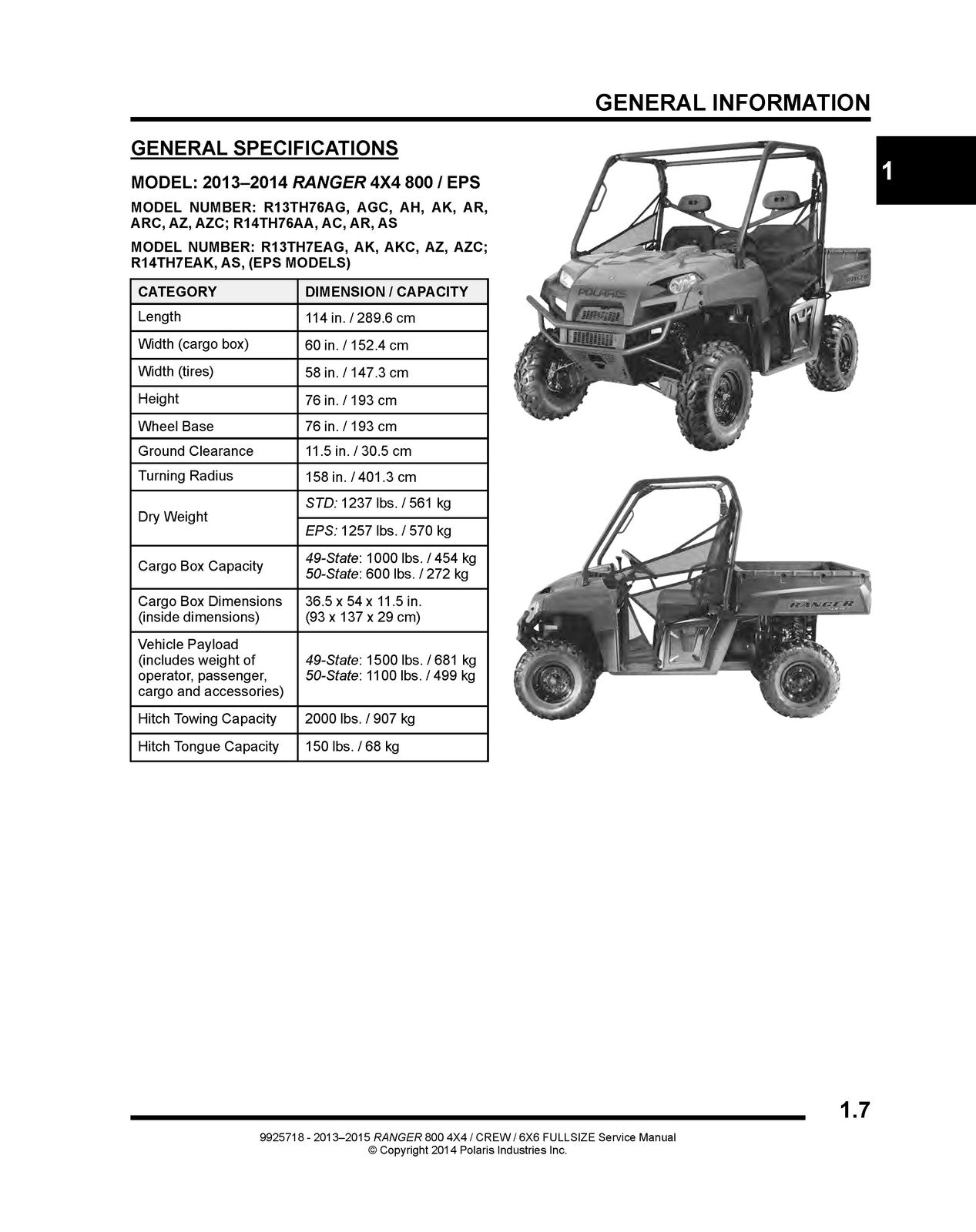 POLARIS Ranger 800 4X4 Crew 6X6 Service Manual 2013-2015, FOLDOUTS