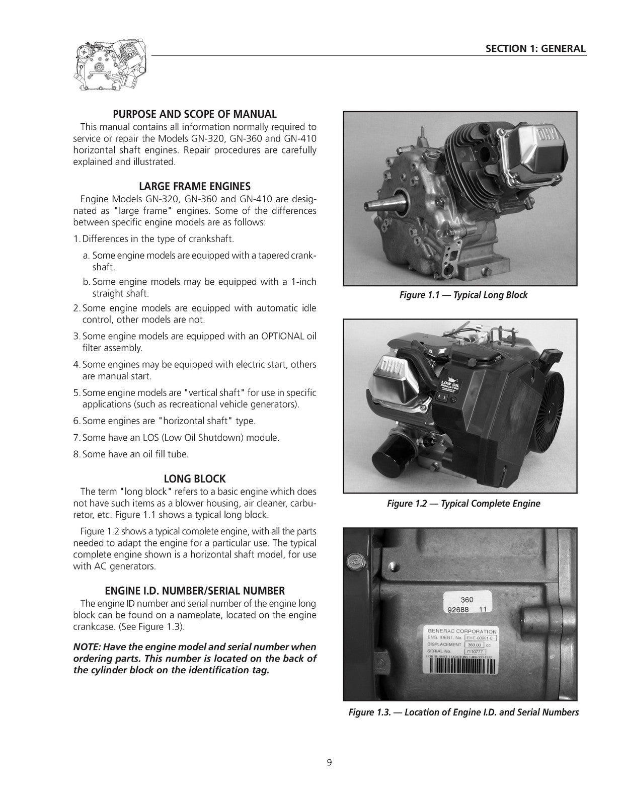 GENERAC 320 360 410 Large Frame GN Engines Service Repair Manual - WIRE BOUND