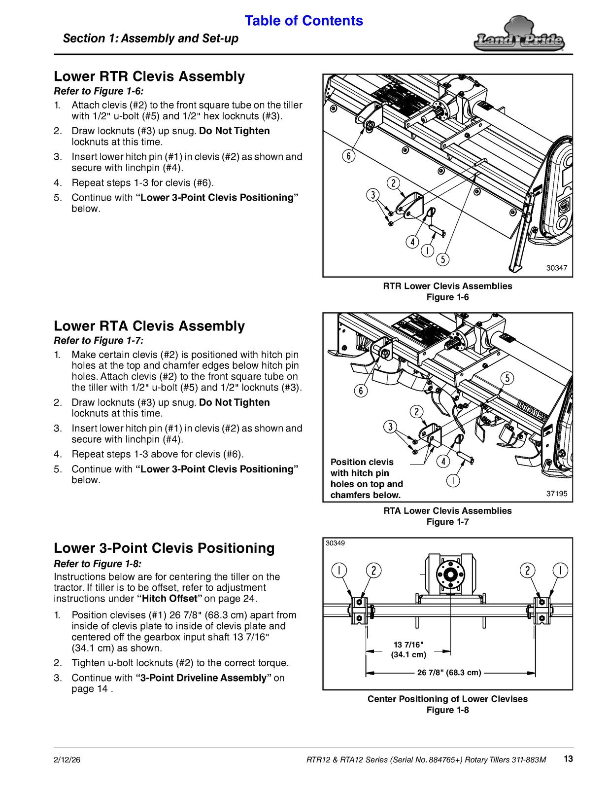 LAND PRIDE RTA12 Series Forward Rotation Rotary Tillers Operators Manual - BOUND