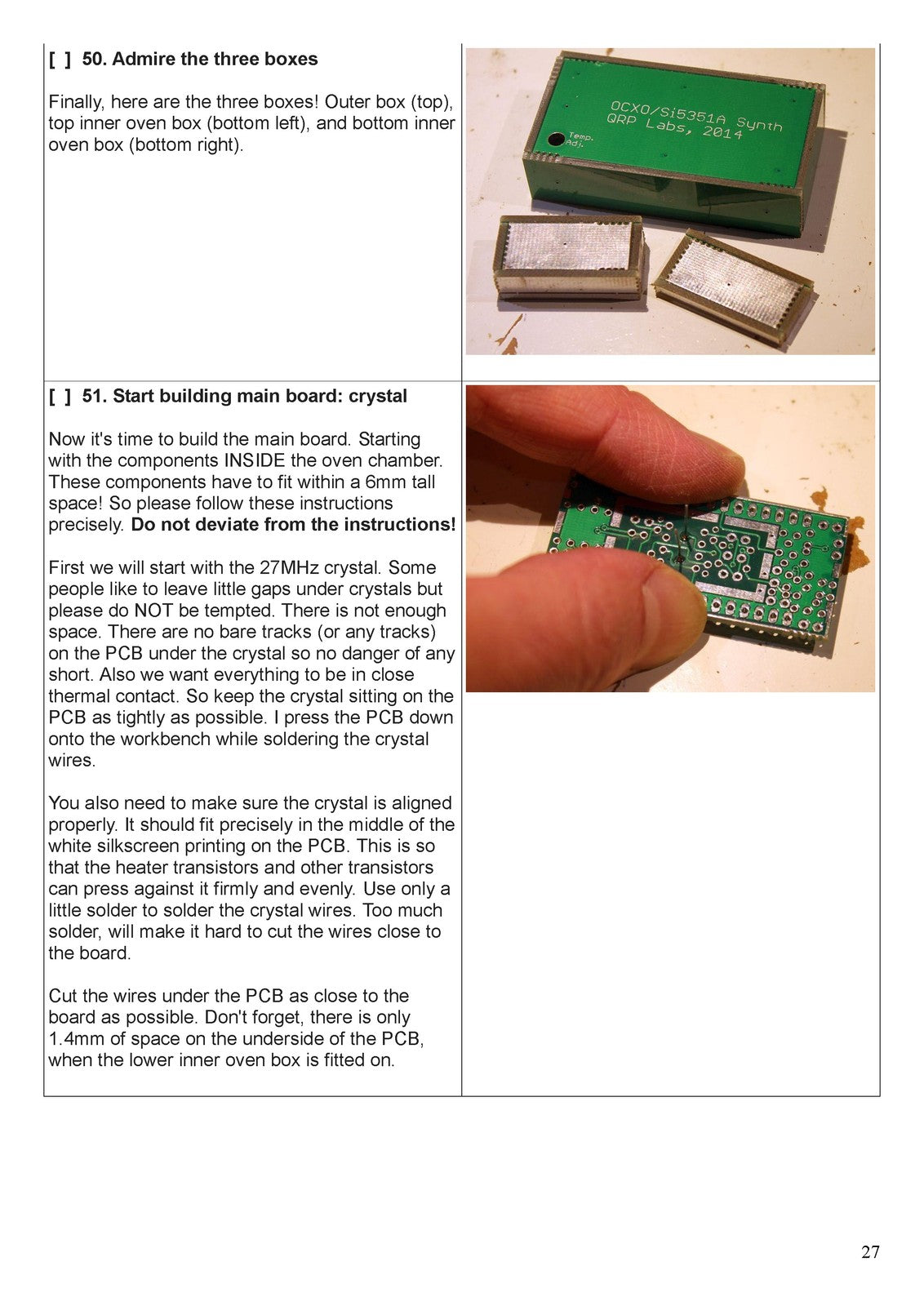 QRP LABS OCXO Si5351A Synthesiser Module Assembly Manual - WIRE BOUND - COVERS